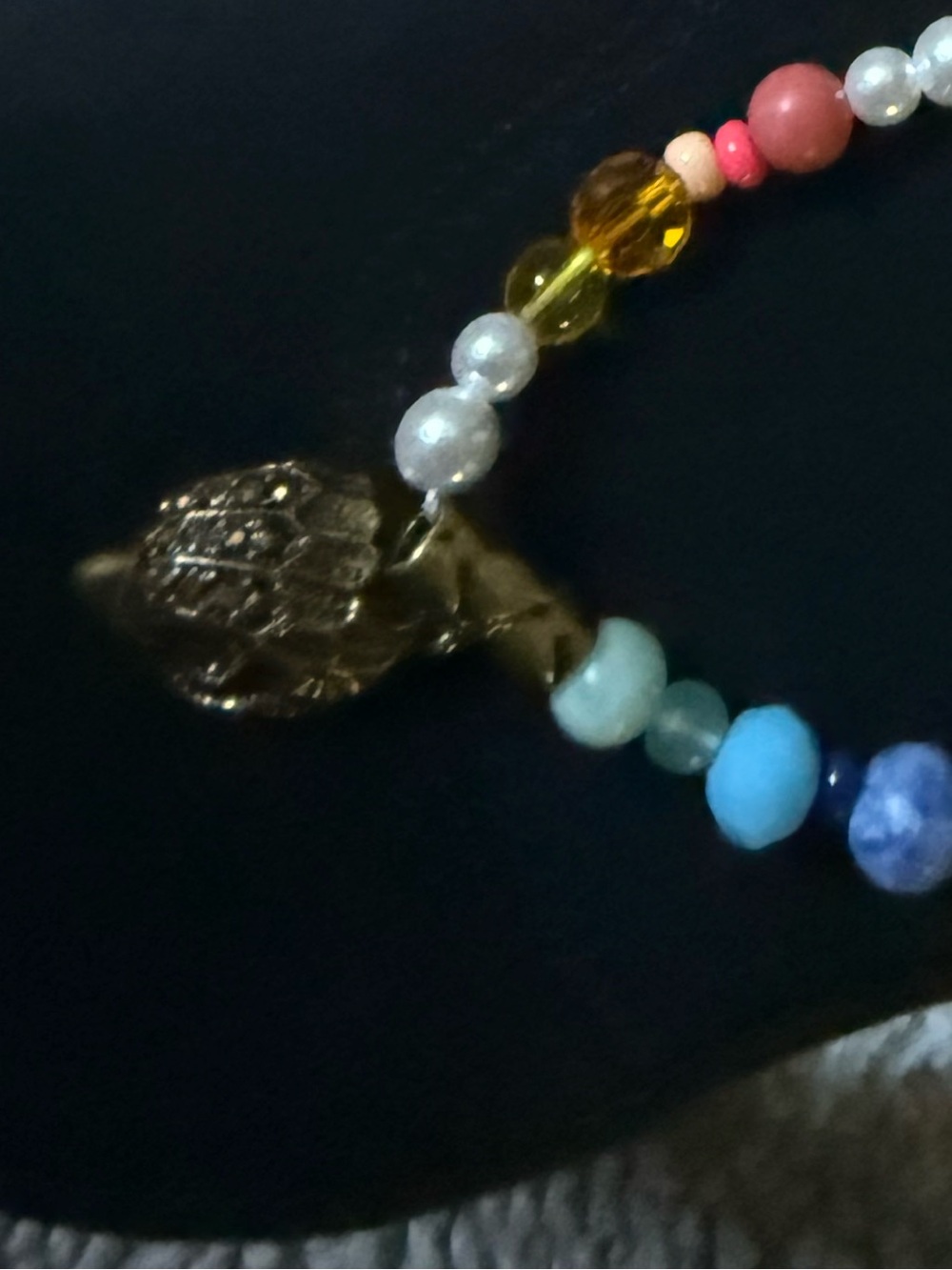 Kurt Geiger Multicolor Beaded Necklace with Gold Charm